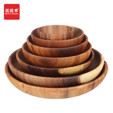 D4Q8批发批发无漆相思木整木水果沙拉碗 原色实木深碟木碗 和风木