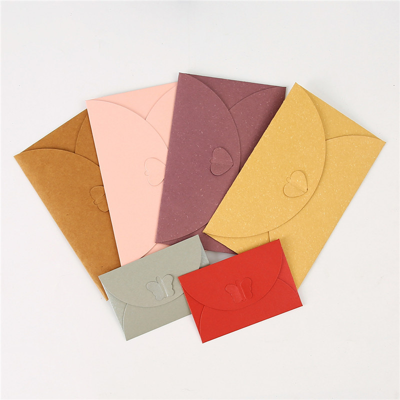 个性制作创意爱心卡扣特种纸信封 明信片贺卡装饰信封
