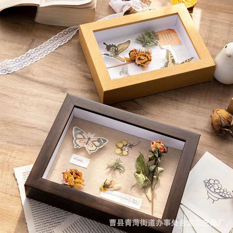 Dried Flower Photo Frame Wholesale A4 Stereo Specimen Box DIY Hand-Washed Photo Butterfly Insect Clay Display Frame Photo Frame