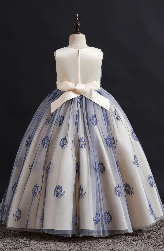 儿童洋气礼服裙女童公主裙走秀高端演出服花童宝宝长款蓬蓬裙纱裙