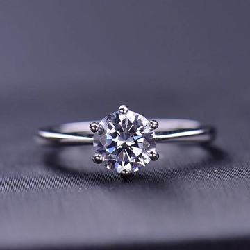女钻戒 莫桑钻经典六爪款女戒指正品d色au750求婚结婚戒指 莫桑石