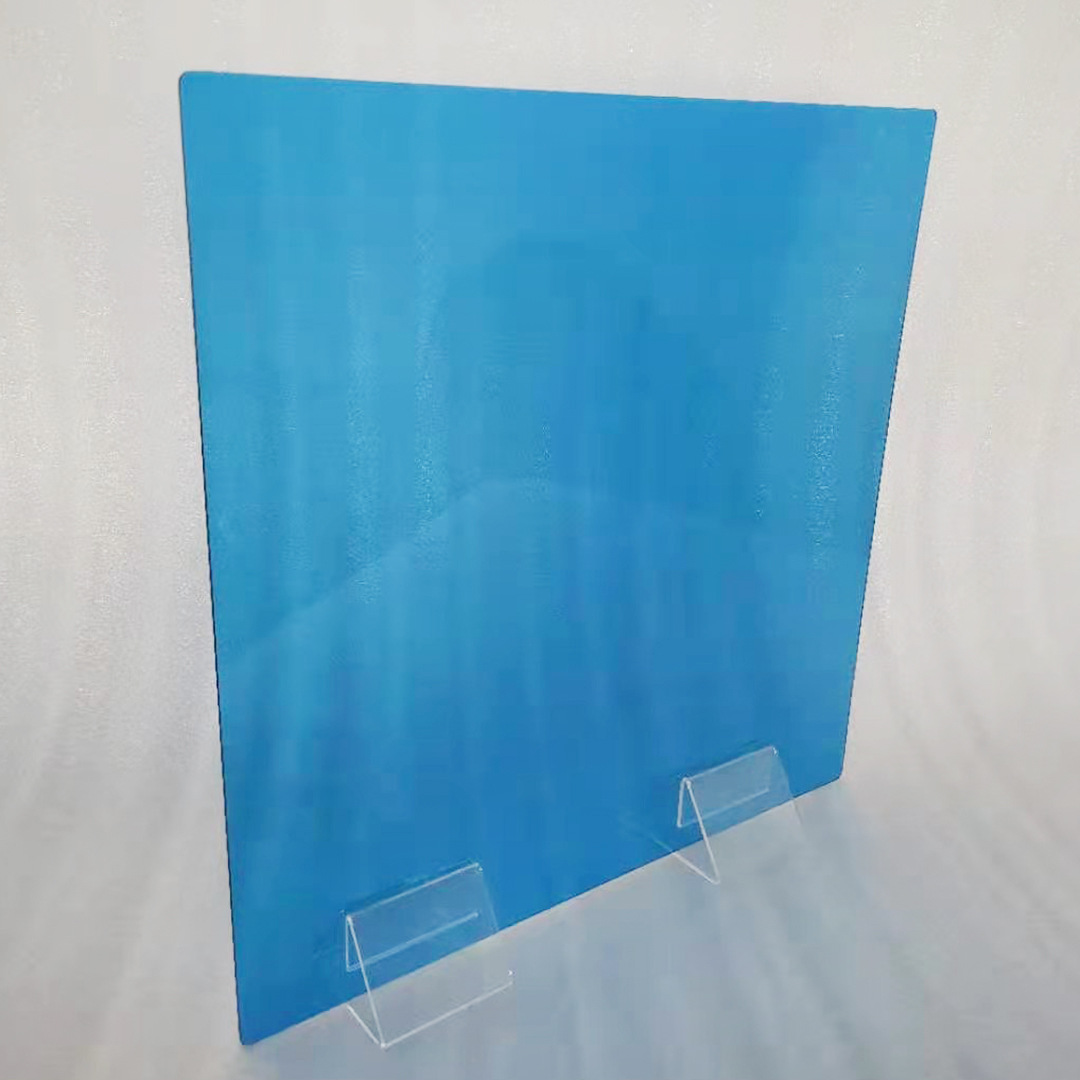 亚克力蓝色隔板定制加工酒店宾馆前台食堂餐桌防飞沫隔离防护板-阿里
