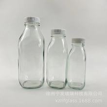 方锥奶茶玻璃瓶防伪塑料盖100ml300ml1000ml果汁咖啡饮料鲜牛奶瓶