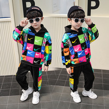男童2021秋冬装新款男童韩版格子金丝绒加绒两件套1-6岁小童套装