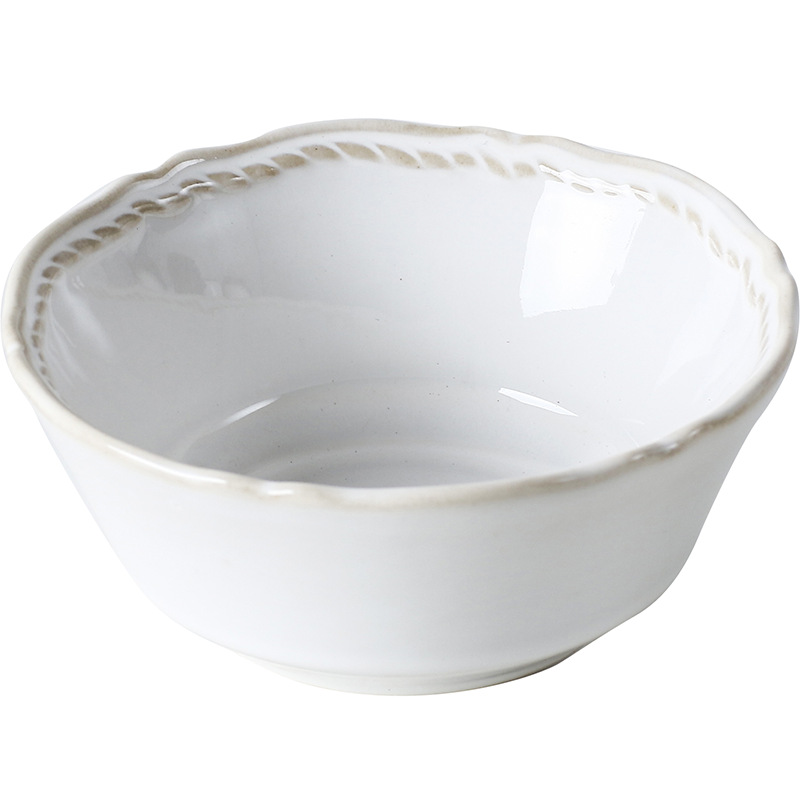 Japanese-Style Retro Embossed Nile Ceramic Fambe Plate Salad Bowl Sauce Dish Coffee Cup Rice Bowl Steak Plate Western Cuisine Plate