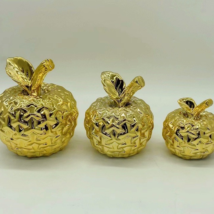 Fruit Apple Plating Golden Champagne Golden Pineapple Pineapple Ceramic Decoration Home Ornament Furnishing Crafts 11