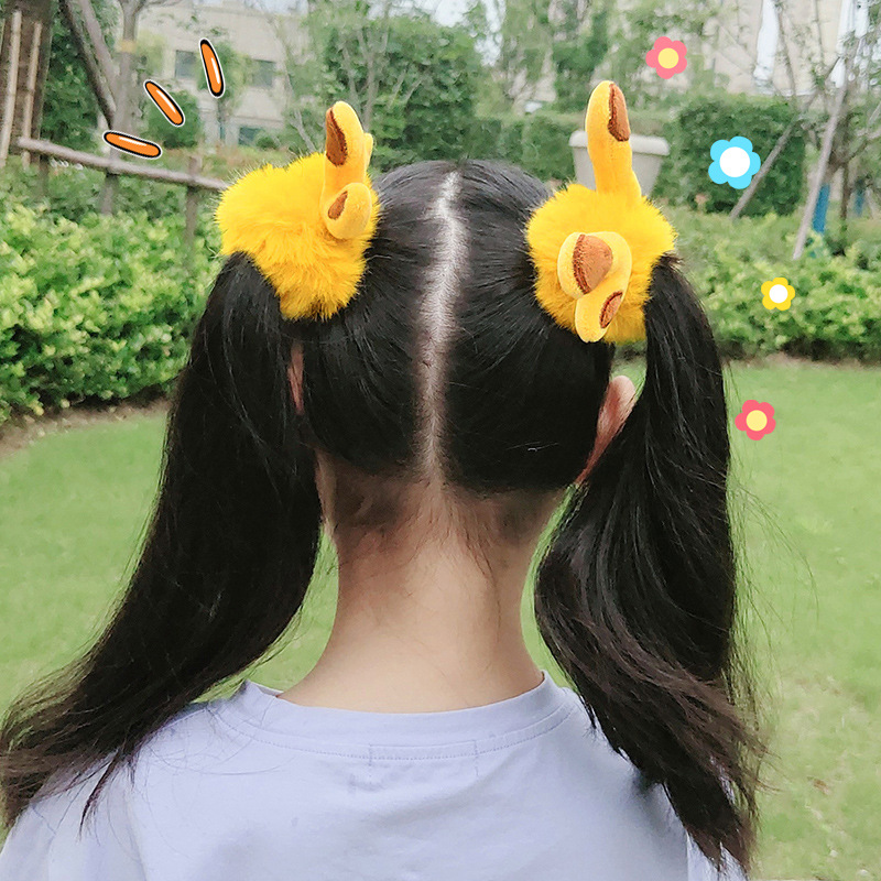 秋冬小女孩扎双马尾头饰发圈头绳网红儿童毛毛绒女童可爱皮筋发饰