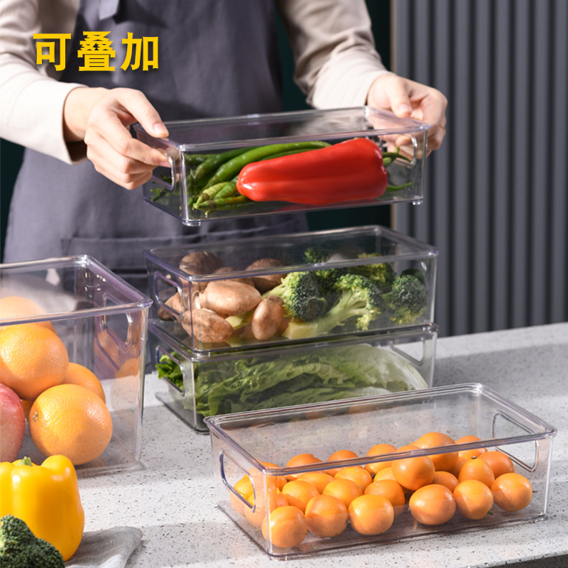 Refrigerator Storage Box Kitchen Drinks Storage Box Refrigerated Drawer Transparent Crisper Organizing Holder Desktop Storage Wholesale