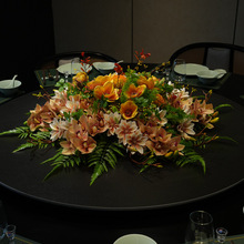 餐桌花摆花酒店圆桌中间摆件轻奢中式桌花花桌面上装饰花