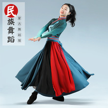 藏族舞蹈服半身长裙藏式民族女练功上衣广场舞练习演出服装大摆裙