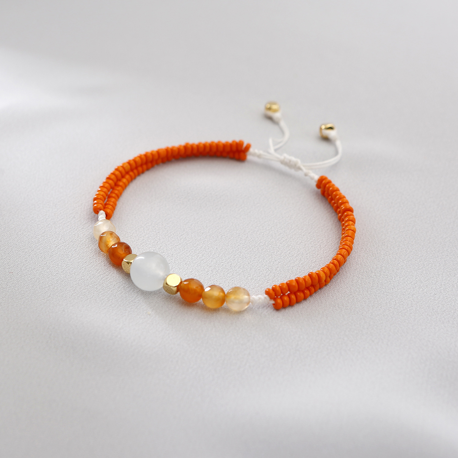 2022米珠编织手链女 玛瑙海蓝宝水晶草莓晶月光石串珠手串diy手饰