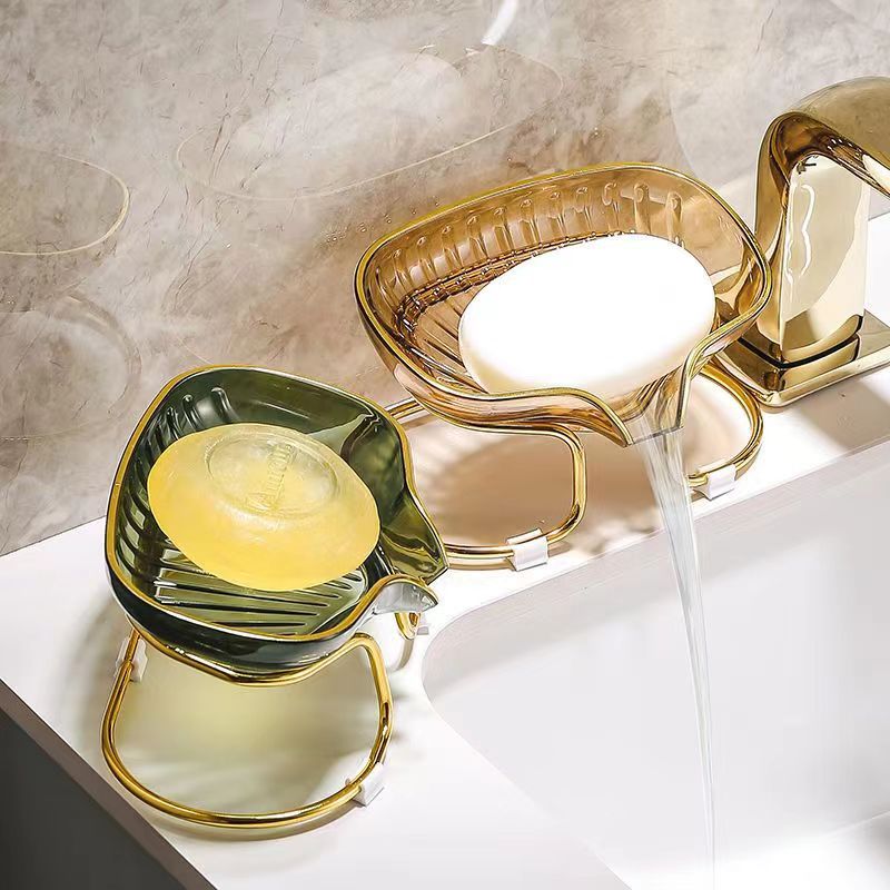 Light Luxury Soap Dish Golden Edge Tray Household Storage Box Bathroom Bathroom Soap Holder Nordic Style Floor Storage