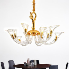 后现代客厅吊灯简约卧室玻璃餐厅灯欧式创意天鹅法式全铜水晶吊灯