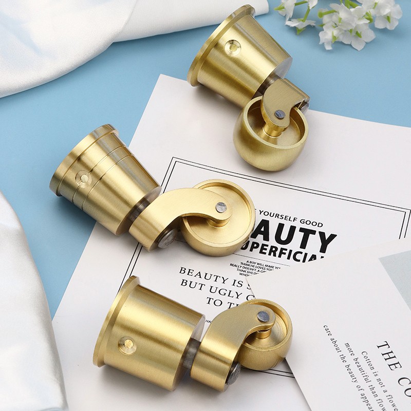 黄铜脚轮 重型万向轮 桌椅家具静音沙发1.5寸2寸钢琴铜杯形轮毂