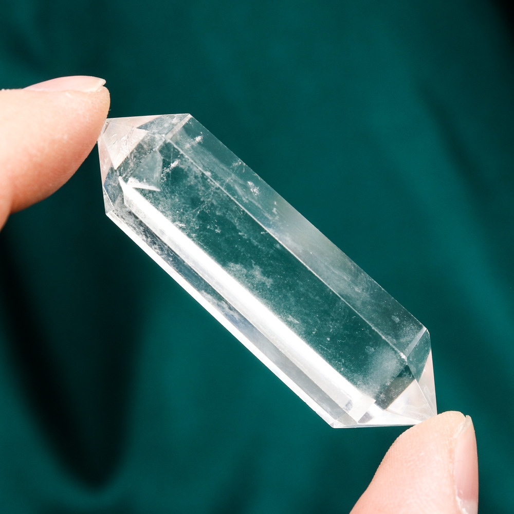 天然白水晶六棱柱批发白晶双尖 消磁能量水晶石摆件东海厂家直销