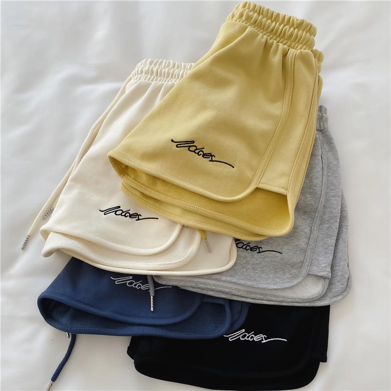 Thailand Popular 2021 Summer New Embroidered Shorts Women's Loose Large Size High Waist Casual Wide Leg Pants Sports Hot Pants