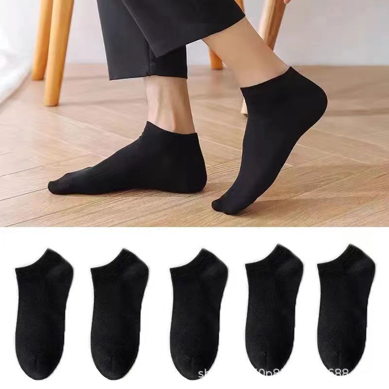 Socks Men and Women Socks Spring and Summer Solid Color Thin Absorb Sweat Breathable Black White Gray Boat Socks Zhuji Datang Socks Wholesale