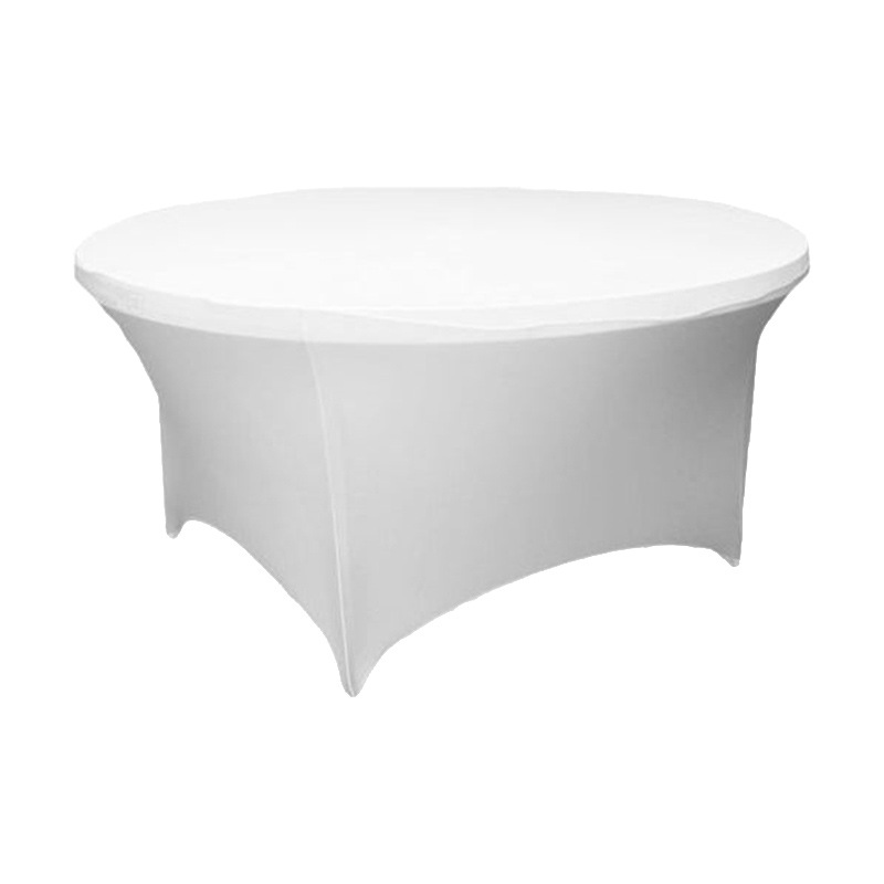 Cross-Border Milk Silk round Elastic Table Cover 48/60/72 Inch Wedding Activities Pure White Table Top Bar Counter