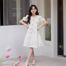 女童法式连衣裙2024新款夏季高级感小香风气质名媛风裙子一件代发