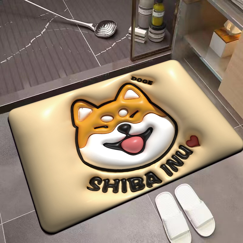 3D Three-Dimensional Expansion Soft Diatom Ooze Quick-Drying Floor Mat Bathroom Door Absorbent Non-Slip Mat Bathroom Kitchen Mat