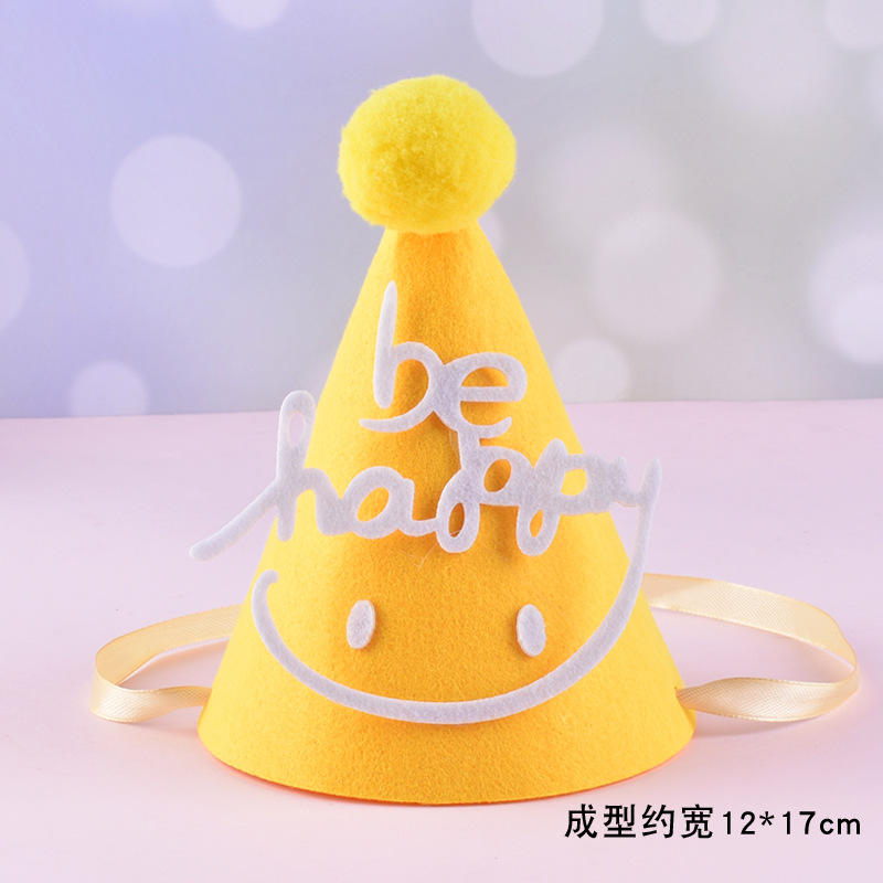 Korean Ins Style Creative DIY Birthday Hat Baby Full-Year Decorative Non-Woven Party Birthday Hat Felt Hat