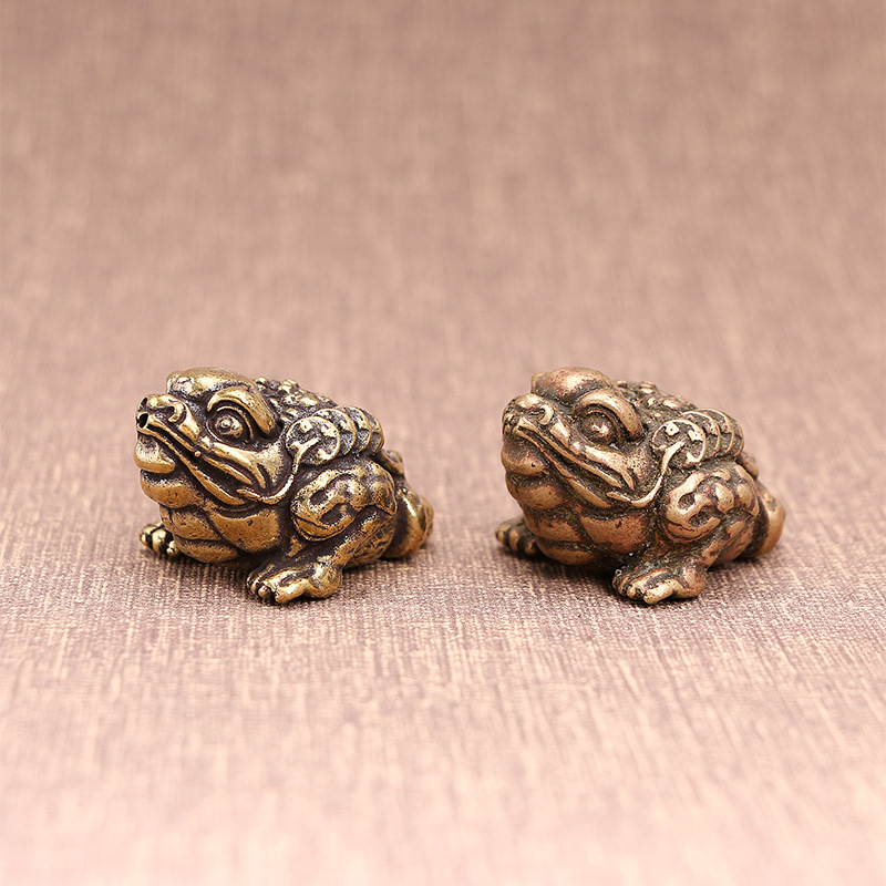 古铜记仿古纯铜金蟾招财摆件蟾三脚蟾蜍茶宠办公收银聚财蟾蜍摆饰