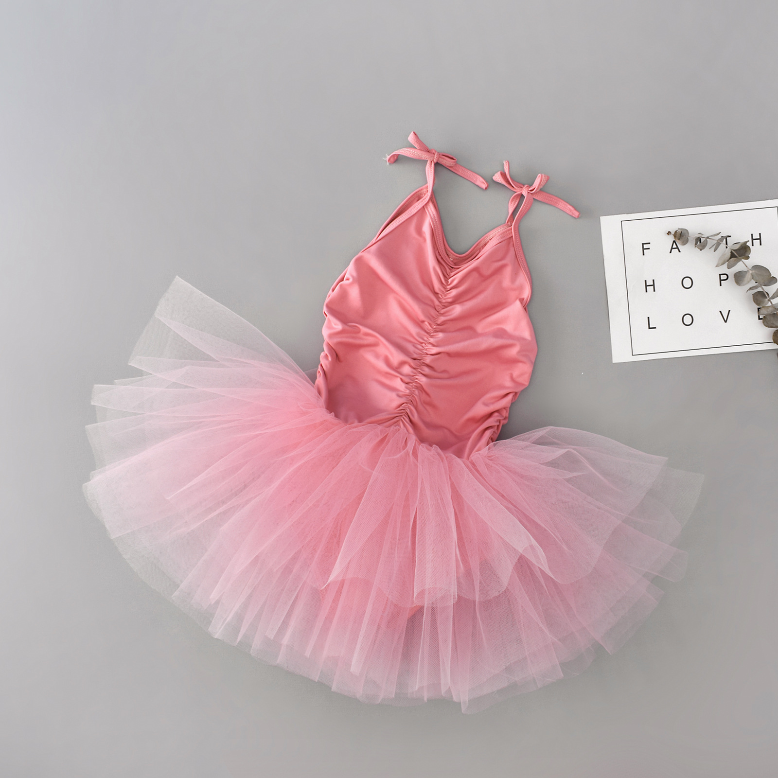 女童芭蕾舞裙服吊带裙网纱裙欧美无袖练功服跨境工厂舞蹈演出服