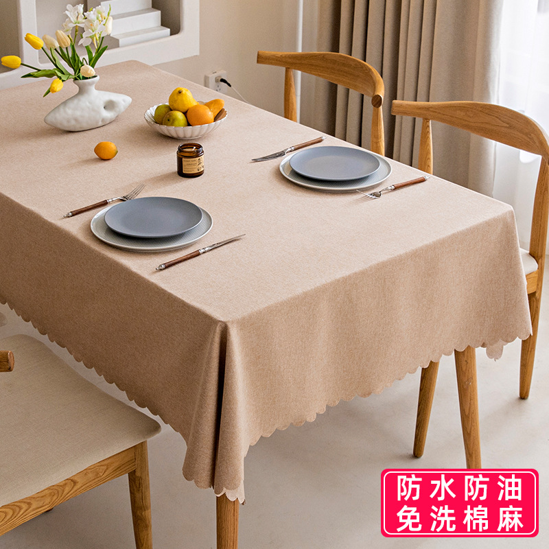 Tablecloth Ins Style Waterproof Oil-Proof Disposable Nordic Cotton Linen Fabric Desk Dining Table Table Mat Tablecloth Can Be Customized