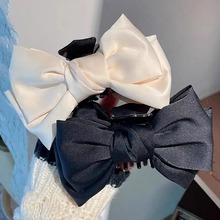 新款黑色双面蝴蝶结发夹后脑勺抓夹女大号鲨鱼夹公主头发卡头饰品
