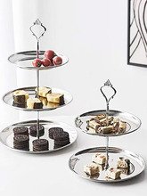 北欧轻奢点心架子英式下午茶水果盘不锈钢点心架蛋糕甜品台展示架