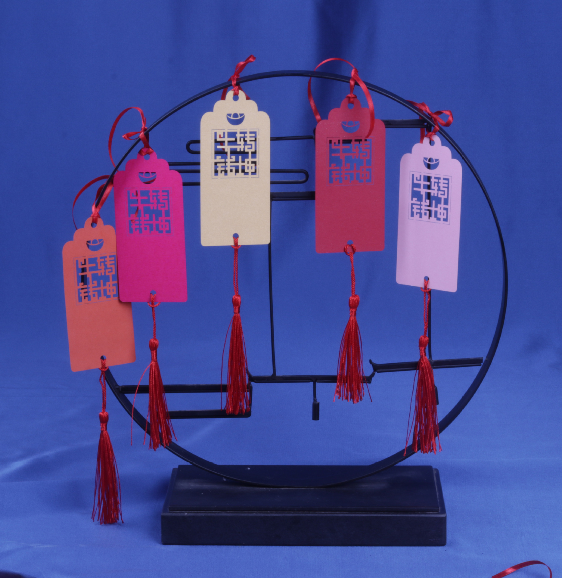 新年福卡 寺庙许愿卡 牛年定制卡片 流苏纸卡 祈福手写吊卡