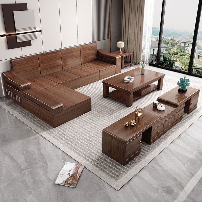 金丝胡桃木现代中式全实木沙发组合小户型贵妃可储物冬夏两用家具