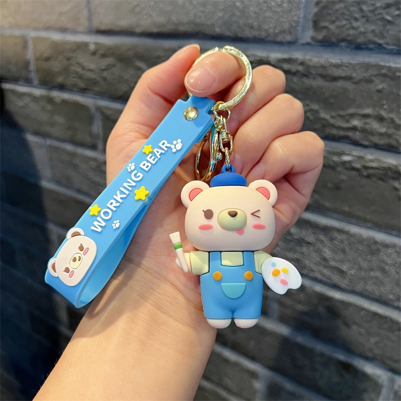 Creative Genuine Work Bear Keychain Cute Talent Bear Magic Bear Chef Bear Key Chain Men and Women's Pendants