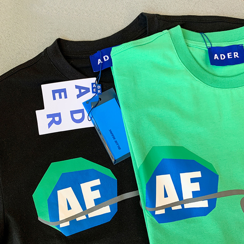 ader error 太空人印花字母logo宽松圆领t恤男女同款-阿里巴巴