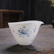 公道杯素烧羊脂玉陶瓷分茶器茶海白瓷家用大号公杯高端家用茶具