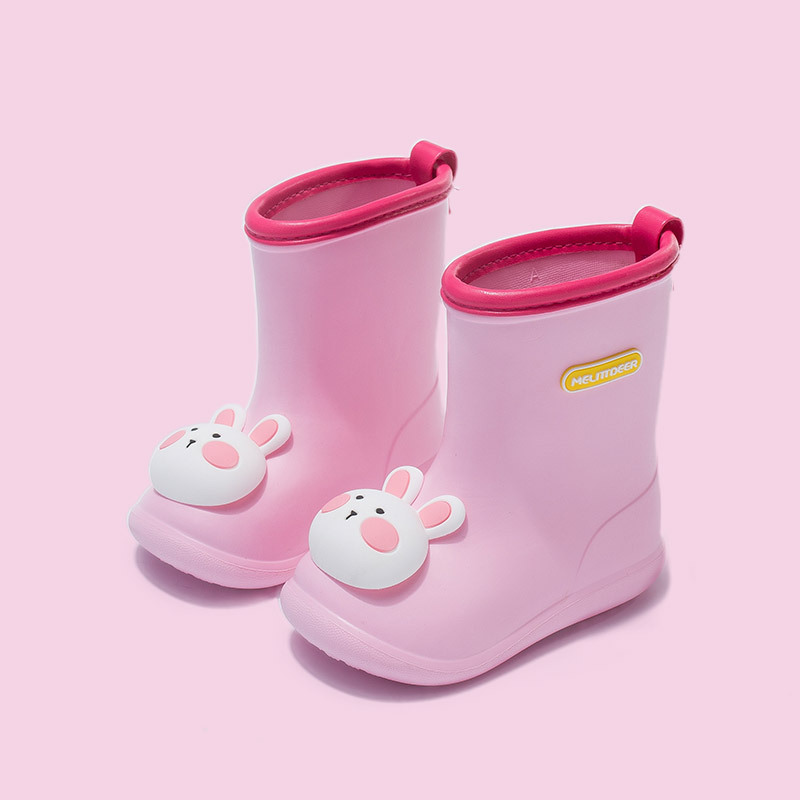 Xiaolumili Children's Rain Boots New Waterproof Non-Slip Soft Bottom Cute Cartoon Boy Girls' Outdoor Baby Rain Boots