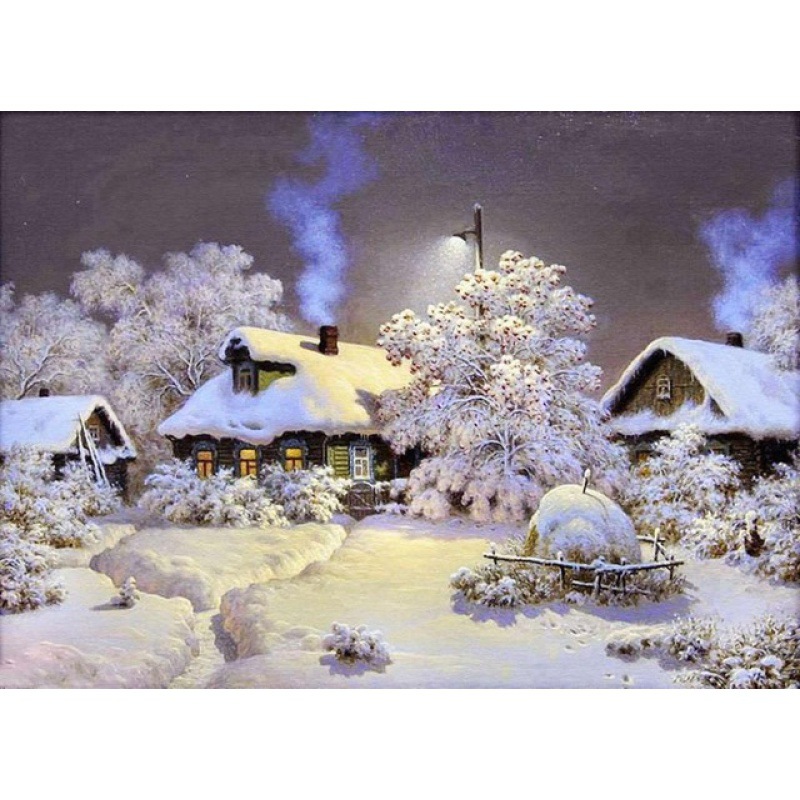 冬天雪景新款钻石画 5d圆钻满钻钻石贴画新款 客厅卡通画一件代发