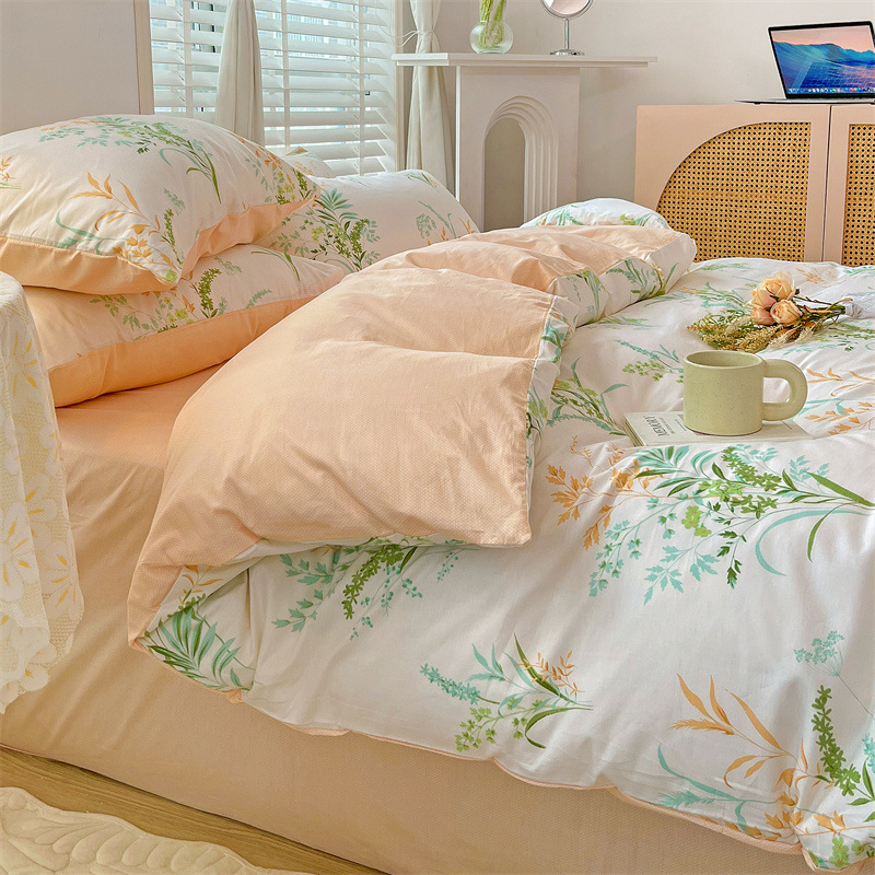 炫耀 水星家纺纯棉小清新印花四件套 全棉卡通四件套床上用品批发