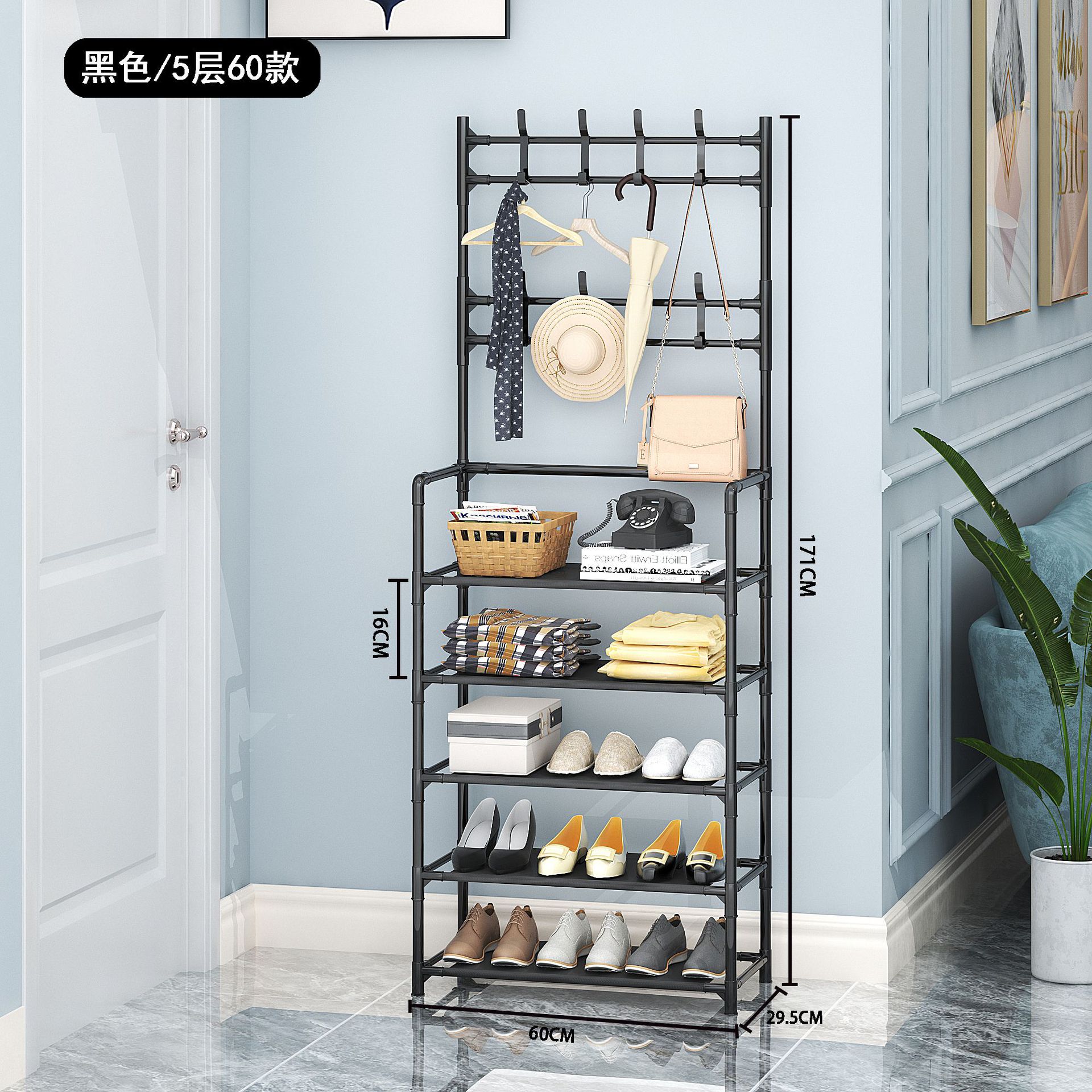 Hanger Floor Bedroom Hanger Coat Rack Wooden Shoe Rack Entrance Clothes Hanging Rack Doorway Shoe Cabinet Home Integrated