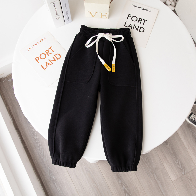 Late Autumn and Winter Crawler Korean Style Children's Windproof Trousers Thickened Children's Casual Pants Boys and Girls Warm-Keeping Pants