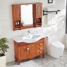 2U8K落地式实木浴室柜组合面盆洗手欧式现代简约洗漱台橡木整体卫