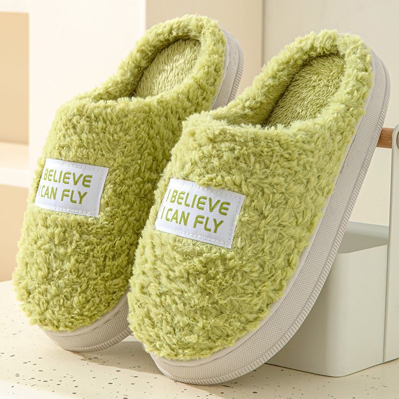 2023 New Cotton Slippers Women's Winter Indoor Plush Home Soft Bottom Thick Non-Slip Couple Household Slippers Warm Autumn and Winter