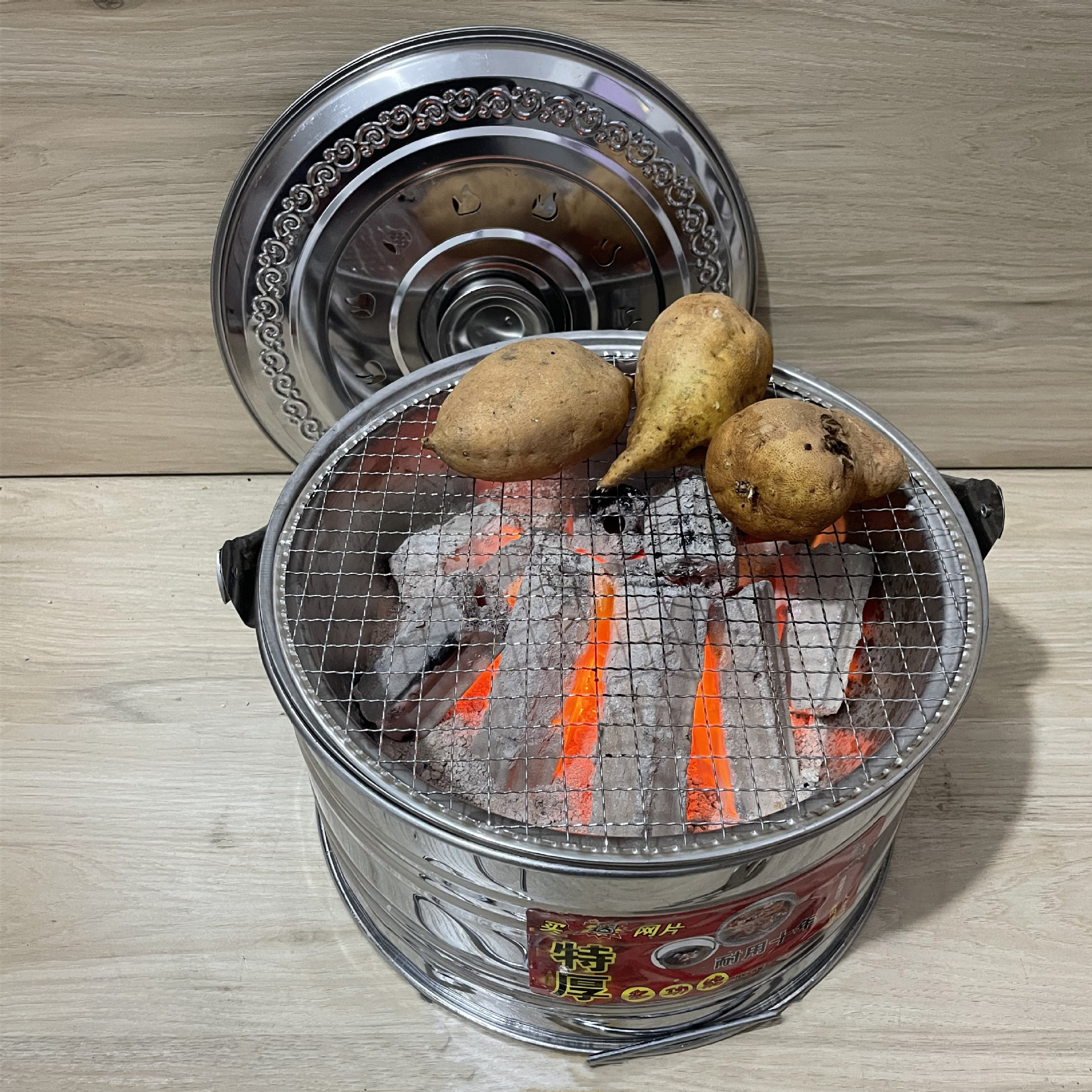 烤火盆烤火炉家用木炭烧烤炉炭炉火炉烧柴火取暖炉户外室内碳炉子