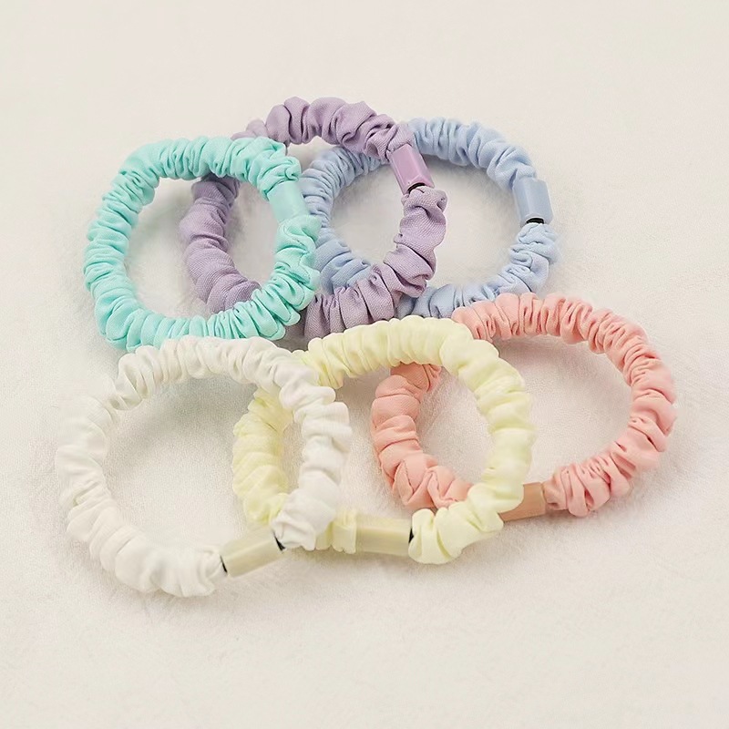 Spring and Autumn Cream Color Small Intestine Ring Manual Diy Hair Ring High Elasticity Hair Band Fresh All-Match Hair Ties Hair Accessories