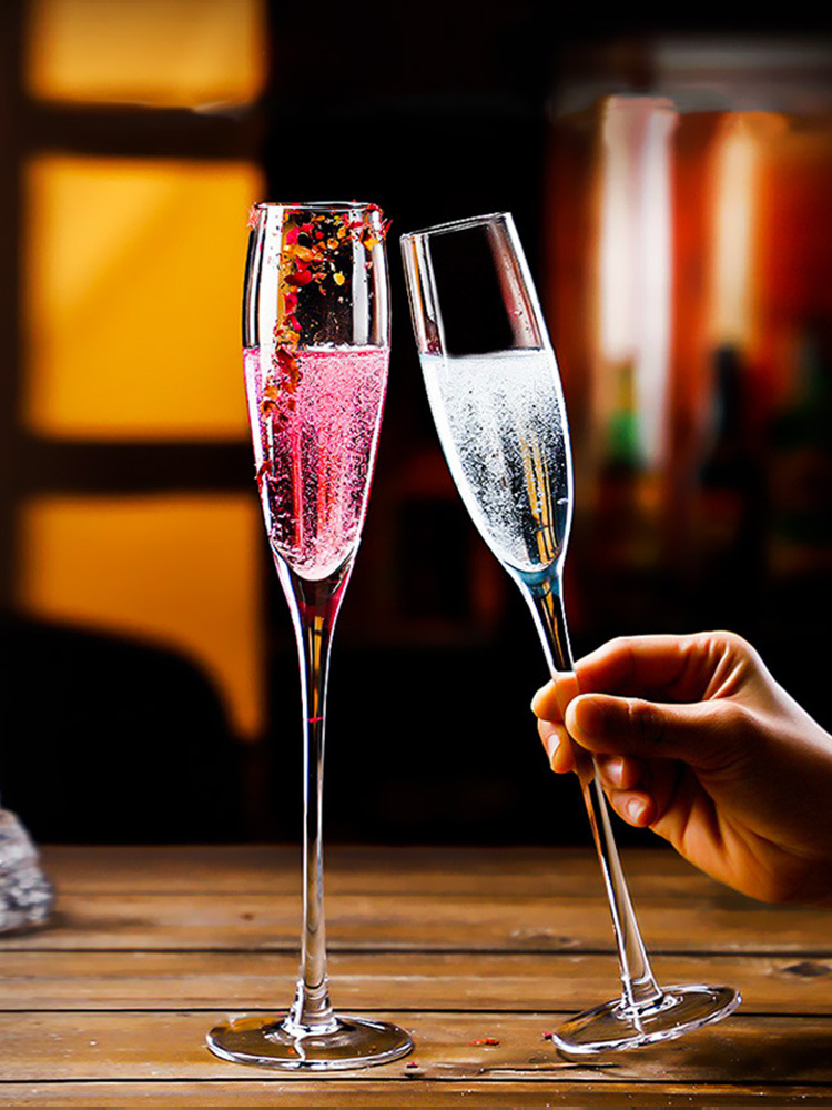 水晶玻璃香槟杯子高脚杯郁金香甜酒杯气泡起泡酒酒杯婚礼酒吧创意