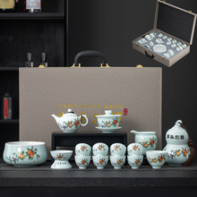 影青陶瓷功夫茶具套装茶洗茶叶罐家用客厅茶壶盖碗轻奢白瓷大套组