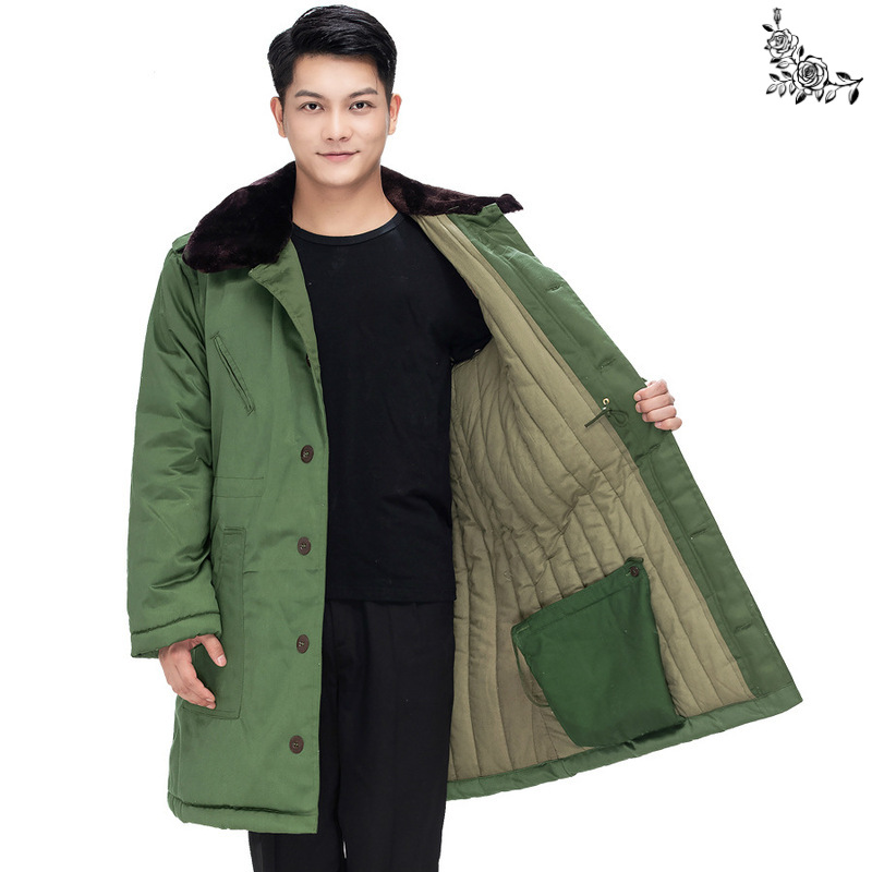 65式军棉大衣老式短款男加厚中长款冬季保暖绿棉袄女士老款劳保服