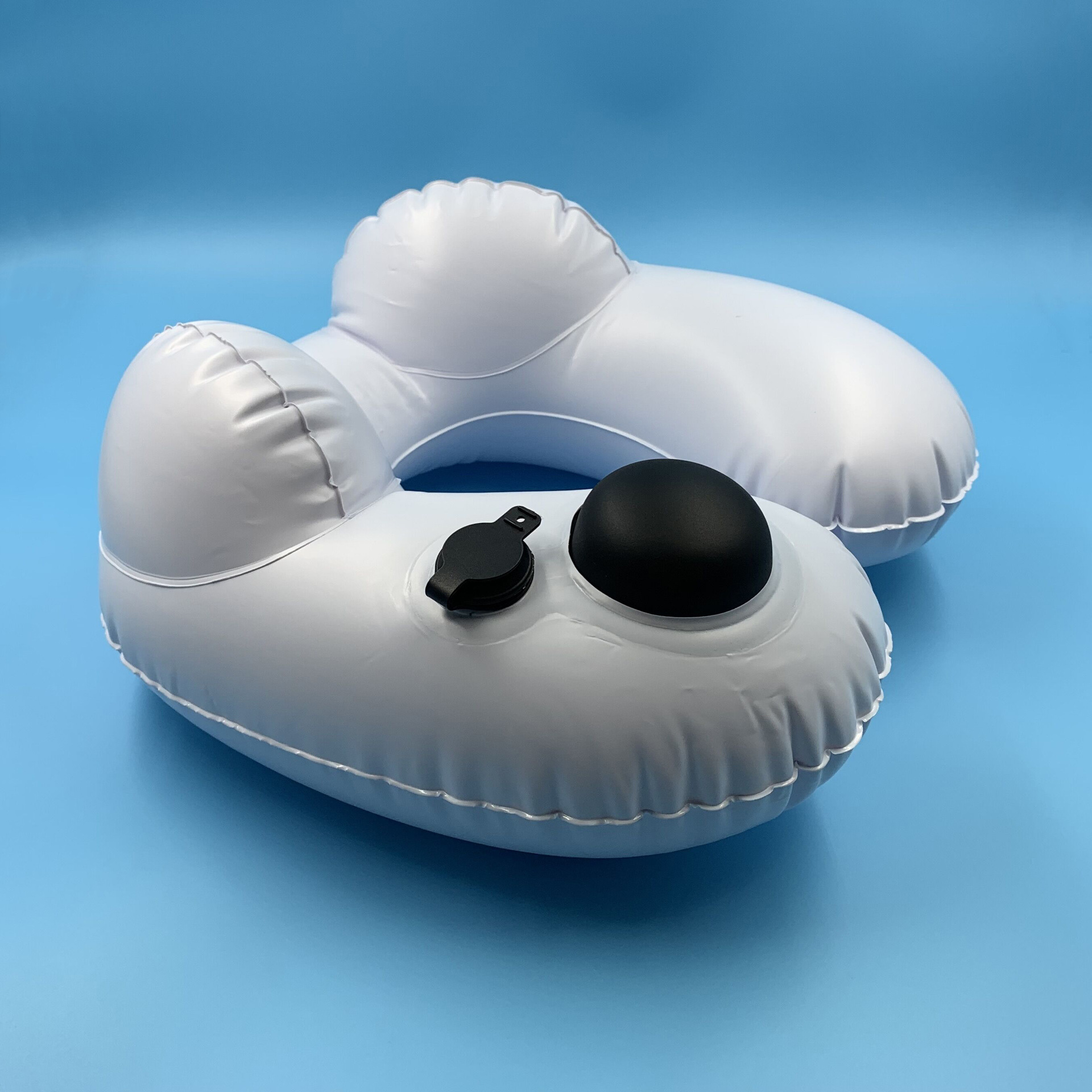 厂家便携式pvc充气枕 可拆洗按压式充气u型旅行枕