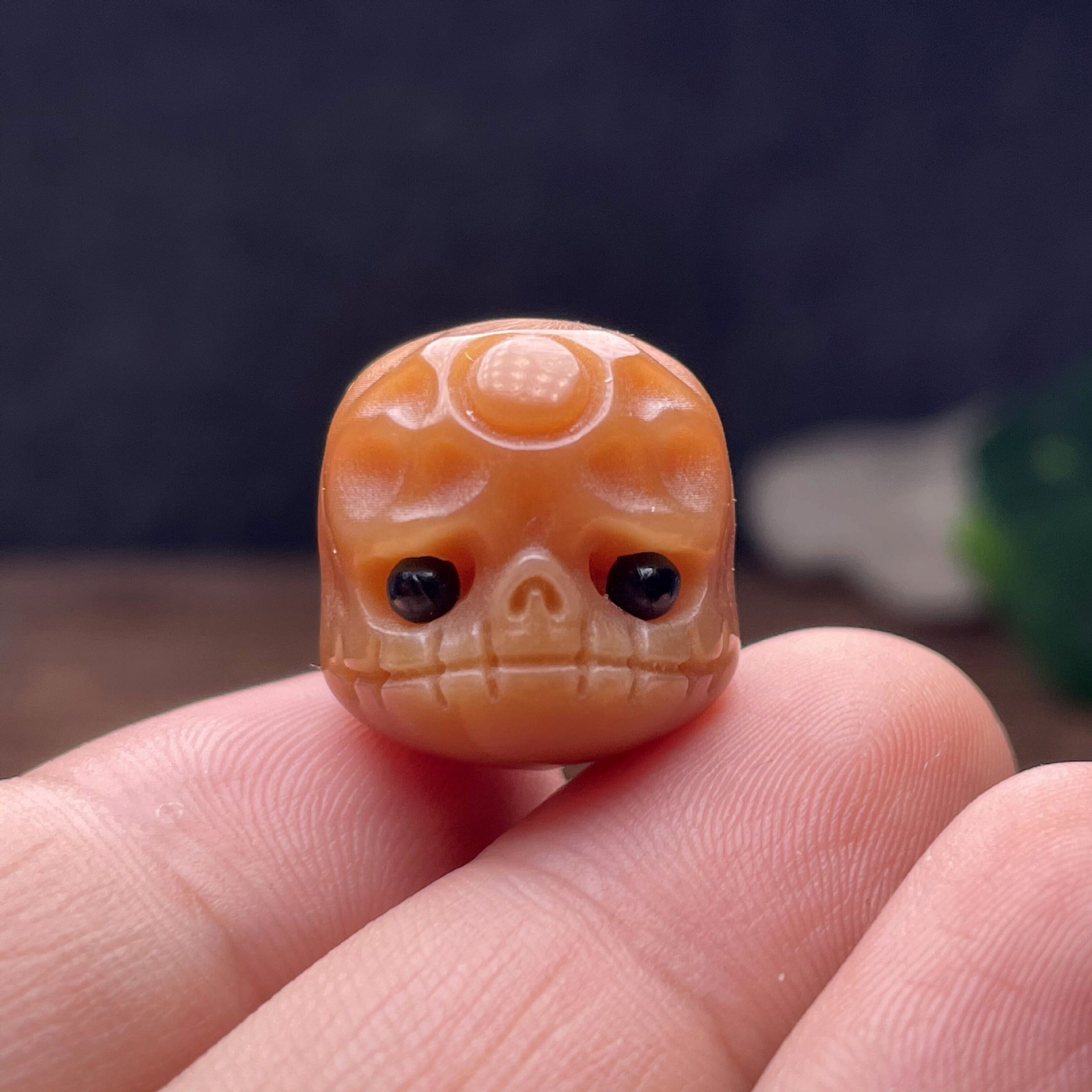 阴皮菩提根雕刻阿呆 绿菩提阿呆镶嵌眼睛饰品配饰批发