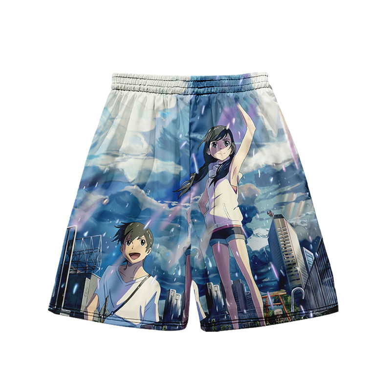 动漫短裤天气之子电影周边t恤新海诚你的名字短裤男动漫二次元